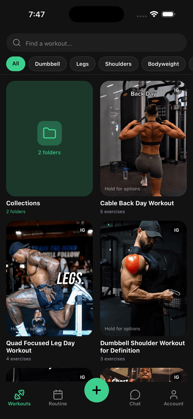 Stashd app - Save workouts